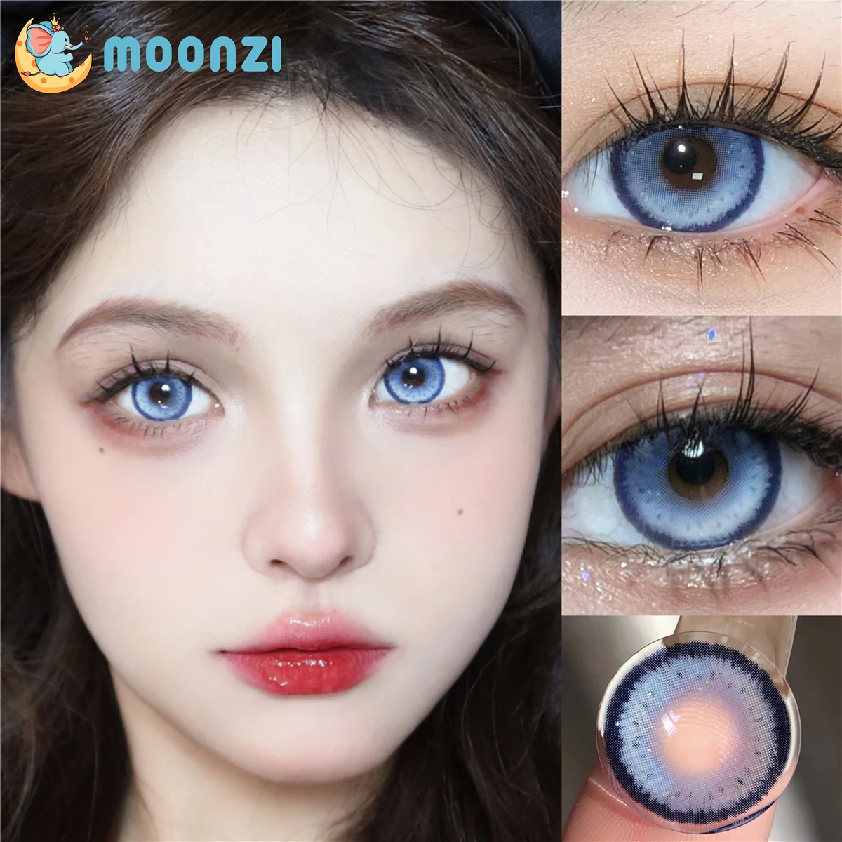 

MOONZI Clay Blue Colored contact lens big beauty Pupil Contact Lenses for eyes Natural degrees myopia prescription