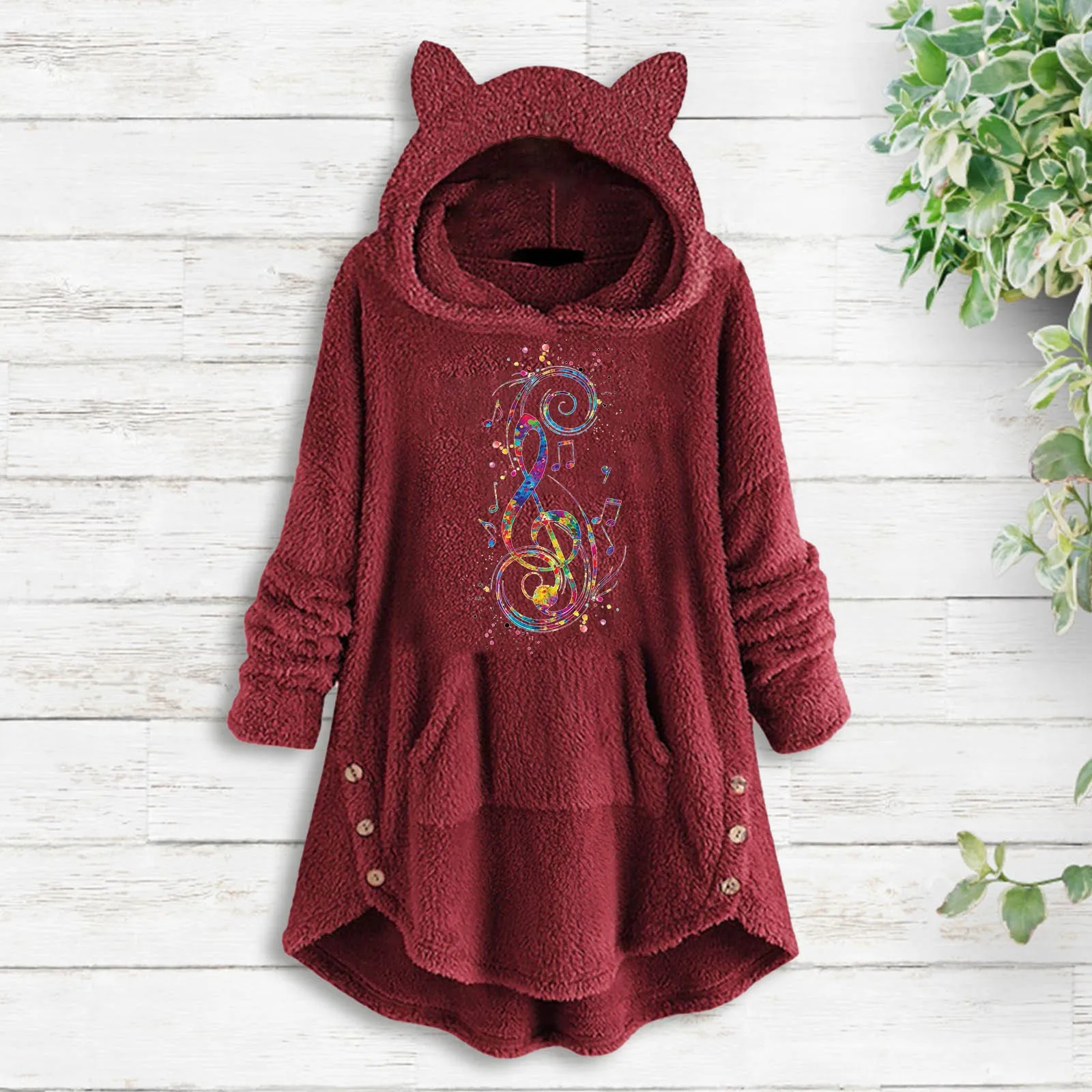 

Sweatshirt Women 2xl Women Warm Comfortable Loose Fleece Warm Hooded Top Long Sleeve Cute Print Pocket Tops Women Casual Fall