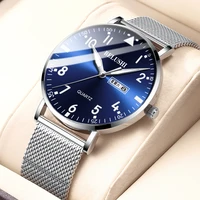 2022 top brand ultra thin male clock fashion leather waterproof watch men week date business mens wristwatches relogio masculino