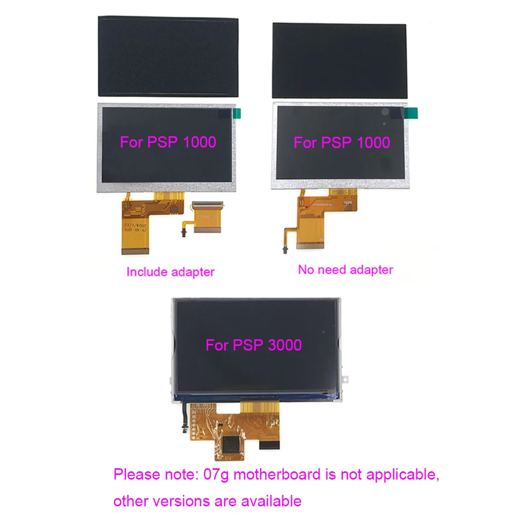 Фото 4,3-дюймовый IPS ЖК-дисплей для PSP 1000 с подсветкой экрана для Sony PSP1000 PSP3000, консольный ленточный кабель-адаптер или с адаптером №1