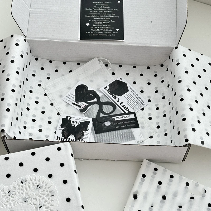 

Черная бумага в горошек для букетов JETTING