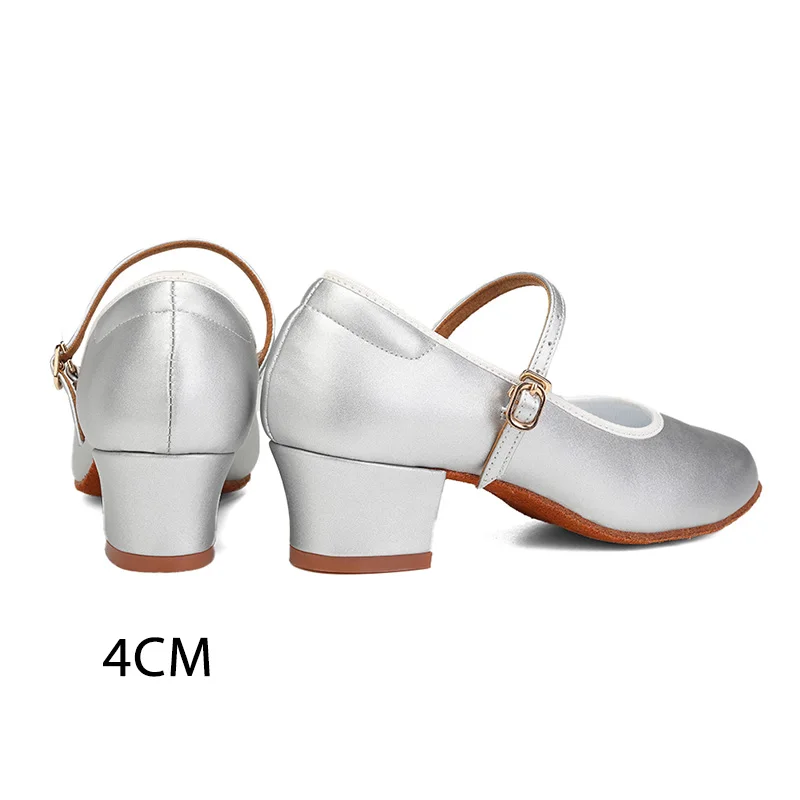 Latin Ballroom Dance Shoes for Women 4 CM Heel Closed Toe Modern Salsa Dance Teaching Performance Dancing Shoes