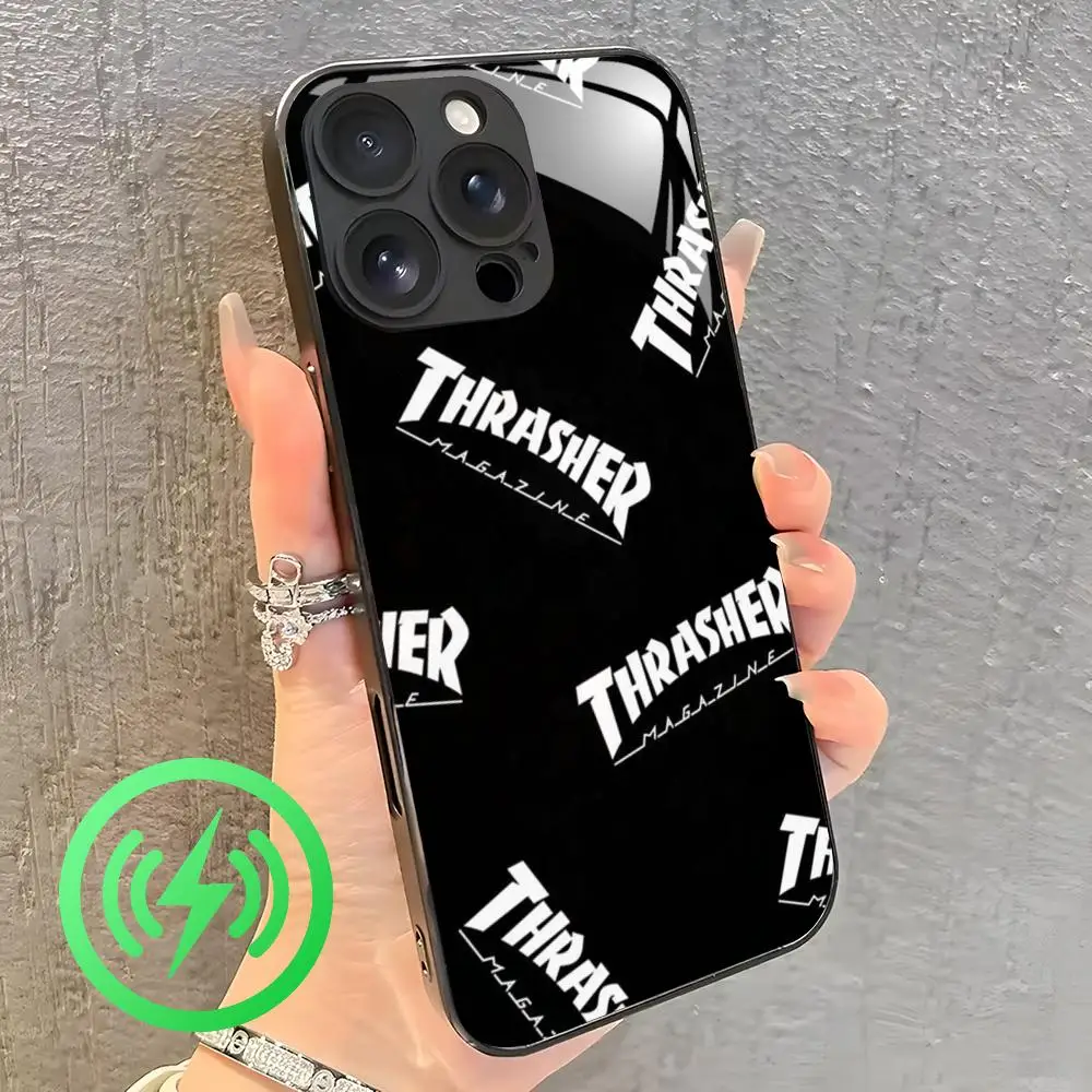 Фото Чехол для телефона THRASHER для iPhone 17, 16, 15, 14, 13, 12, 11, X, XR, XS, 8 Plus, Mini, Pro, Max, стеклянный чехол №4