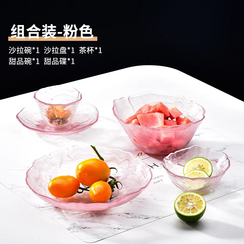 

Matte Glass Ink Pattern Dish Set Fruit Plate Salad Bowl Creative Moiré Tea Cup Tasting Cup
