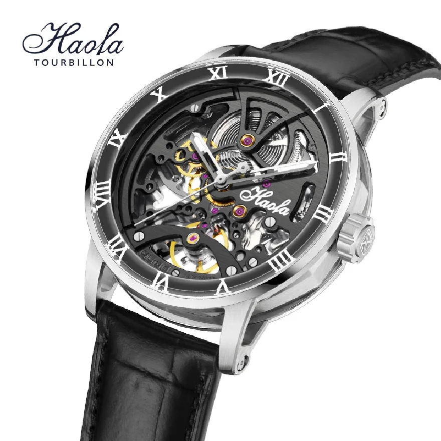 

HAOFA Skeleton Automatic Men Mechanical Wristwatches Luxury Rotating Dress Watch Men Sapphire Ceramic Scale relogio masculino