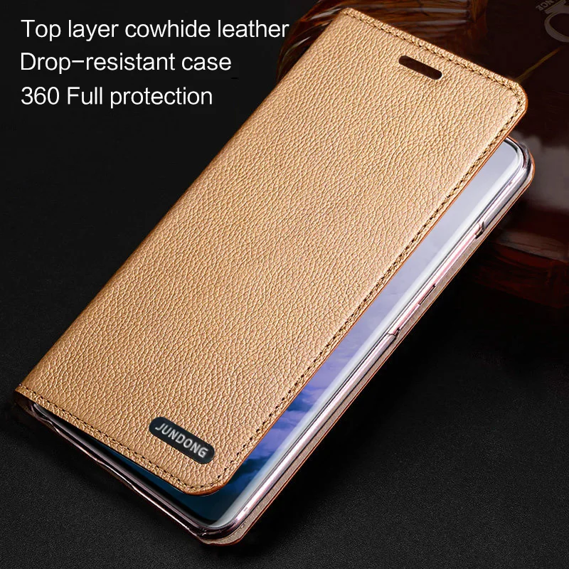 

Genuine leather Phone Case For Oneplus 7 7T 6 6T Pro 5 5T 3 3T Case For oneplus 7TPRO 7PRO Cowhide Litchi Texture Thin Cover