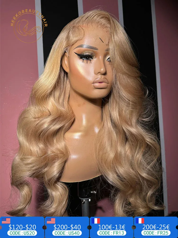 Ed Body Wave Lace Front Human Hair Wig Color 27 Pre Plucked 13x6 Hd Transparent Lace Frontal Wigs For Women