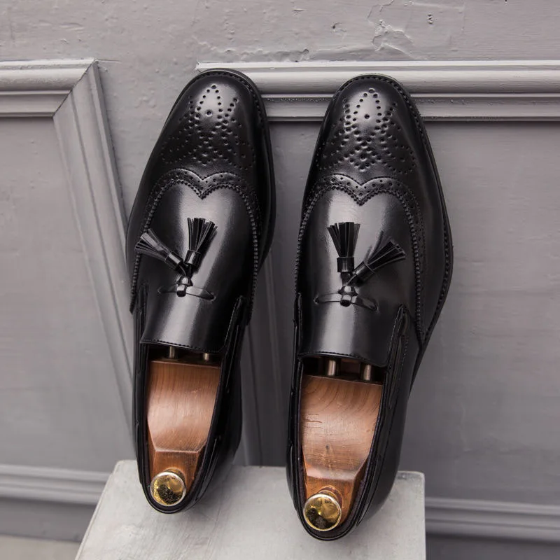 

Qmaigie men brogue loafers italian shoe Oxford Dress Shoe Male Gentleman Leather Footwear Tassel Decorate Flats large Size 47 48