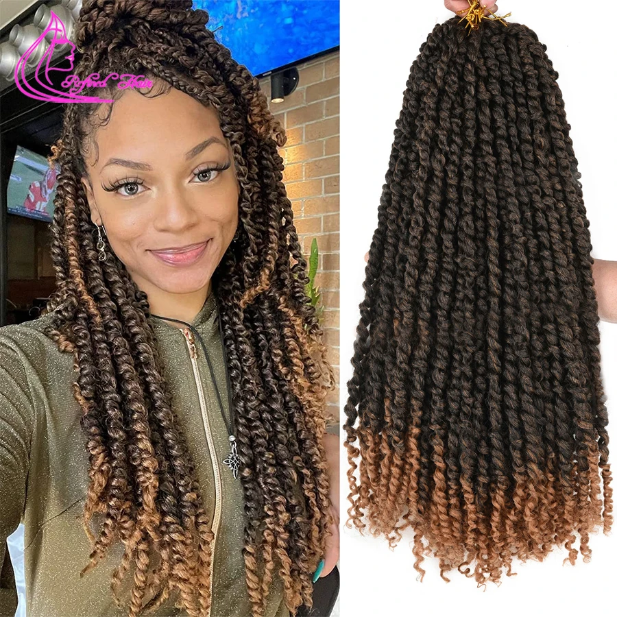 

12 18 24 inch Synthetic Passion Twist Hair Pre-Twisted Bomb Twists Crochet Braids Pre-Looped Braiding Hair Extensions For Woman