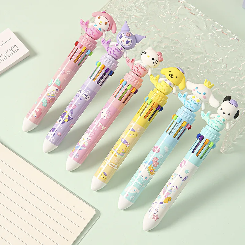 Аниме Sanrio 10 Цветов шариковая ручка Мелодия Cinnamoroll Kawaii цветной пресс
