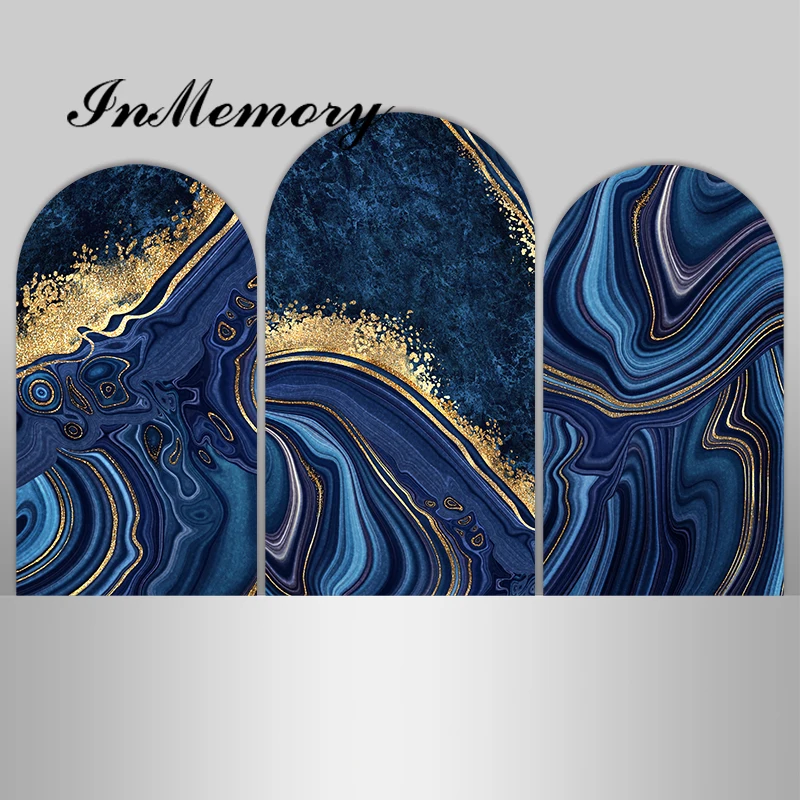 Эстетический королевский синий золотой гранит мрамор арка Тиара фон для