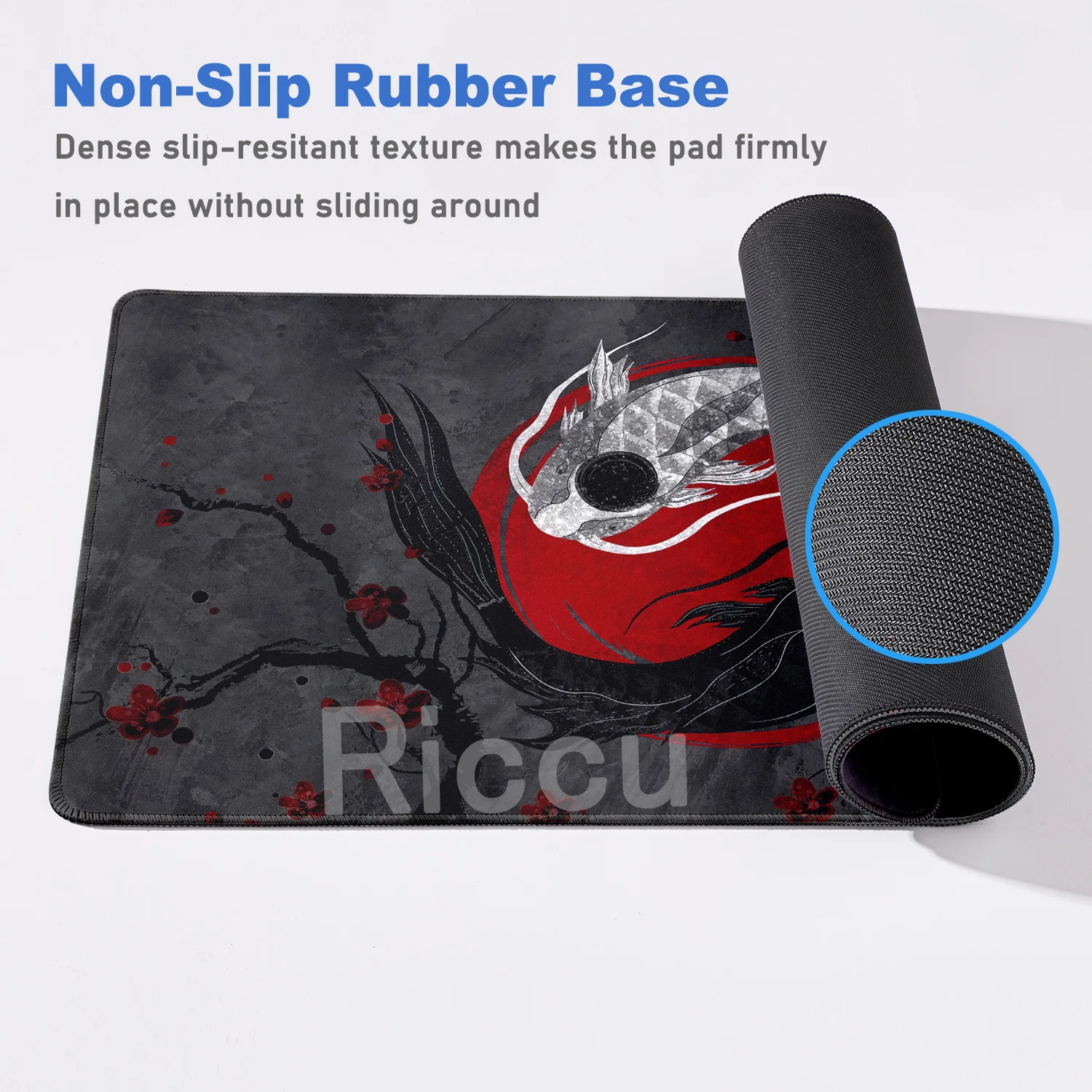 Anime MousePad Koi Fish Yin-yang Lock Edge Mouse Pad Computer Gaming Accessories Antislip Tapis De Souris Mausepad Keyboard Desk