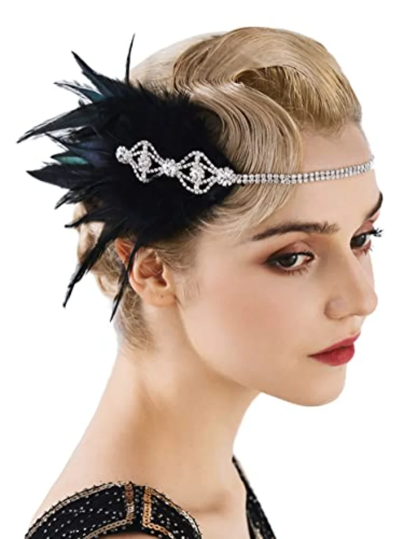 Повязка на голову Flapper 1920s, головной убор разразы с перьями и ростом 20s, отличные аксессуары для женщин