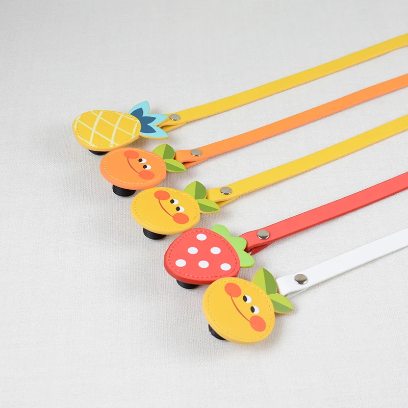 New  Long O bag Pu leather Handles with funny cartoon fruit drops strawberry orange Flat PU Belt attachments for EVA obag Body