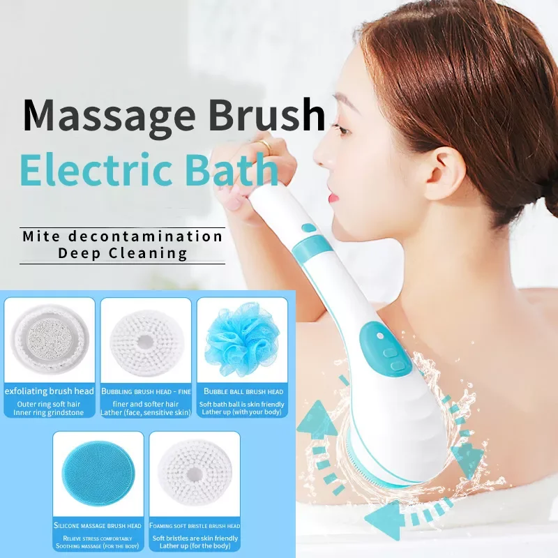 

USB Electric Bath Brush Multifunctional Silicone With Handle Automatic Bath Cleaning Massage Body Brush Waterproof Bathroom Brus
