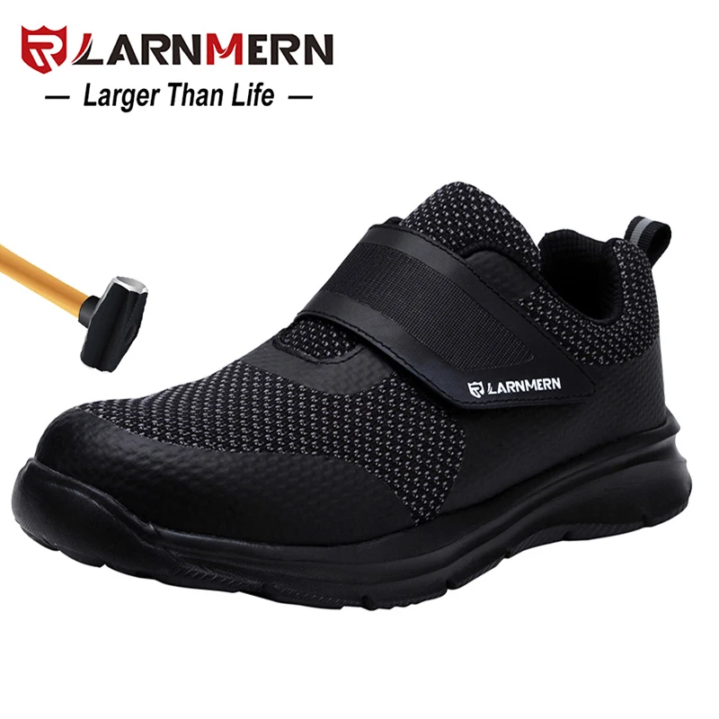 LARNMERN Men's Safety Shoes Steel Toe Construction Protective Footwear Lightweight 3D Shockproof Work Sneaker Shoes For Men