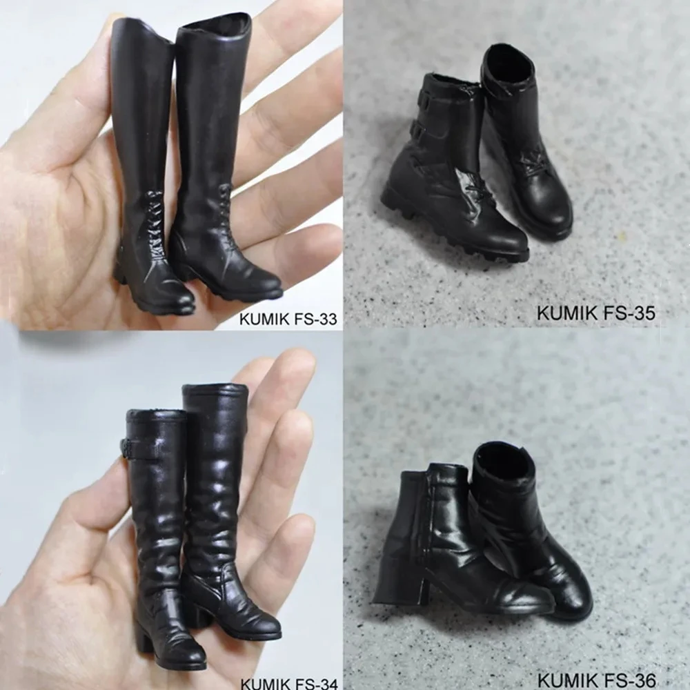 Фото Kumik 1/6 женские ботинки для солдат, черная обувь, женские ботинки, модели для 12 дюймовых солдат, модели игрушек, женская обувь №1