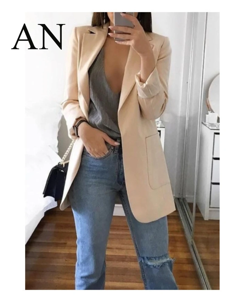 Офисный кардиган с лацканами для женщин офисный пиджак повседневный офисная