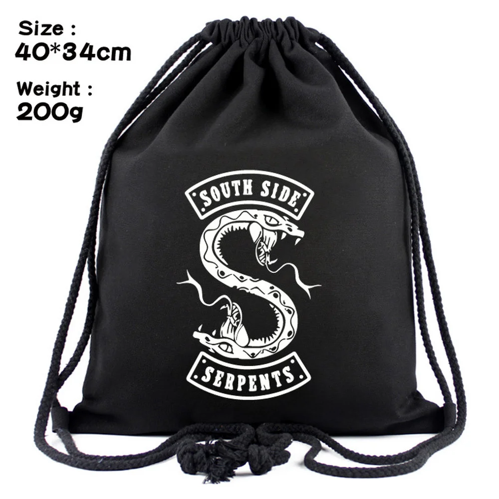 

Riverdale Drawstring Bag Print Casual Black Backpack Canvas Cosmetic Stringbag Boys Girls Cartoon Beach Bag Travel Storage Bag