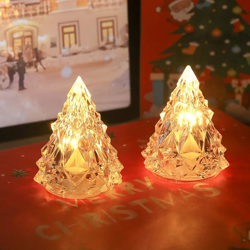 

Christmas Tree Diamond Table Lamp Portable LED Iceberg Night Light Atmosphere Bedside Lamp Electronic Candle for Home Party