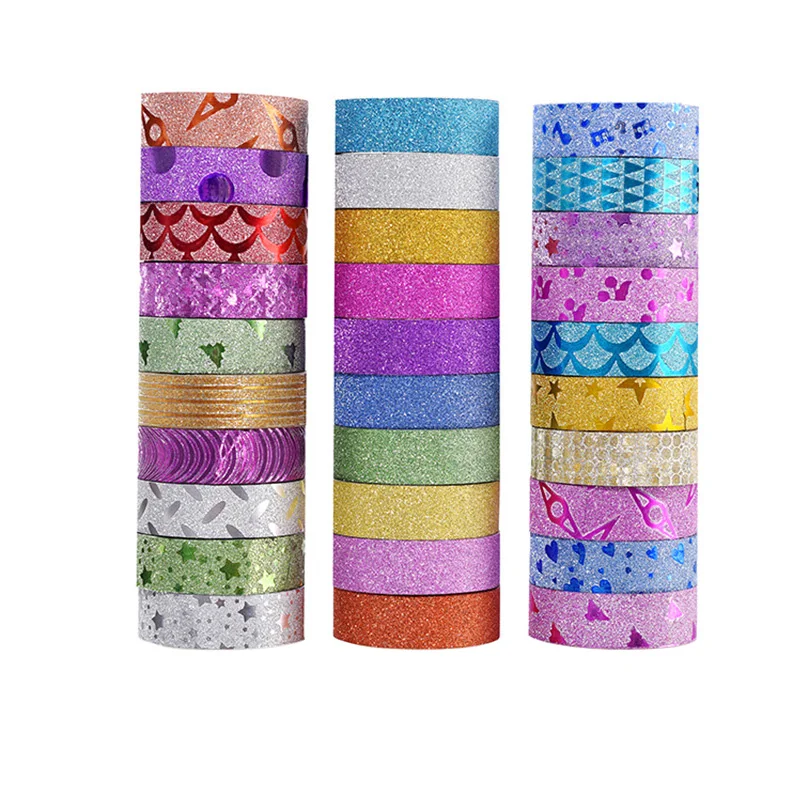 

10PCS Glitter Washi Tape Stationery Scrapbooking Decorative Adhesive Tapes DIY Color Tape School Supplies