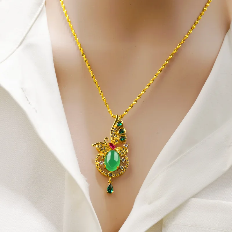 

Элегантное ожерелье с нефритовой подвеской-бабочкой с покрытием 24-каратным золотом, нежный чокер, ошейник, модные ожерелья для женщин, ювелирные изделия, подарки