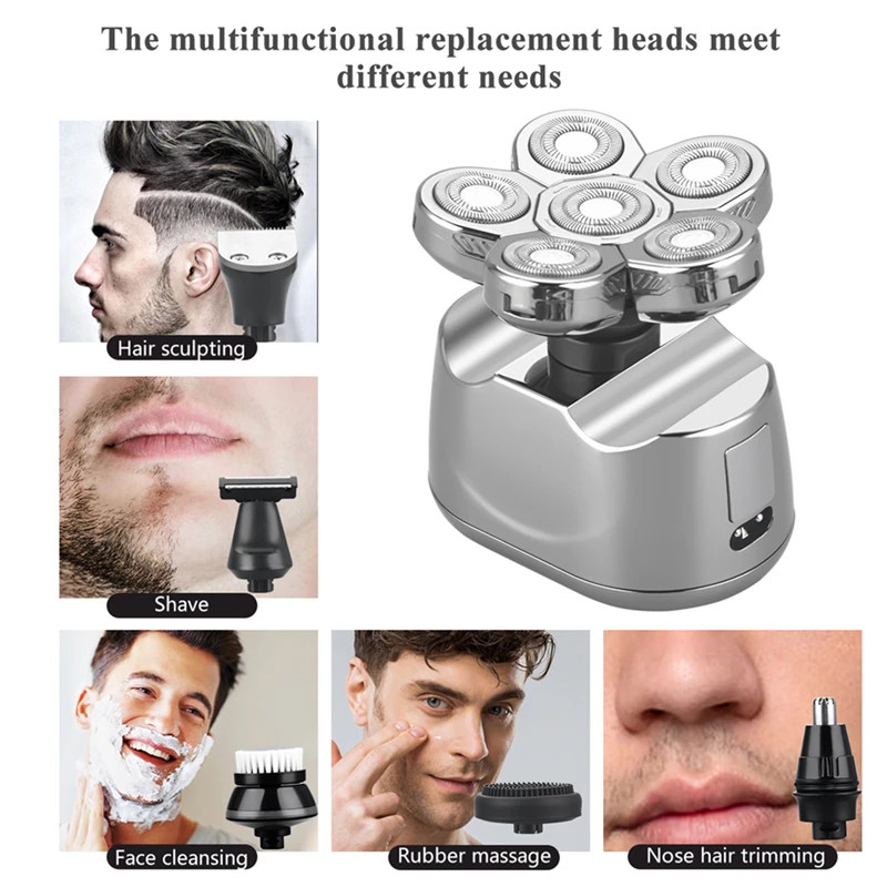 6 In1 Multifunction Digital Display Electric Hair Clipper Shaver Beard Nose Hair Electric Trimmer Cleansing Body Shaving