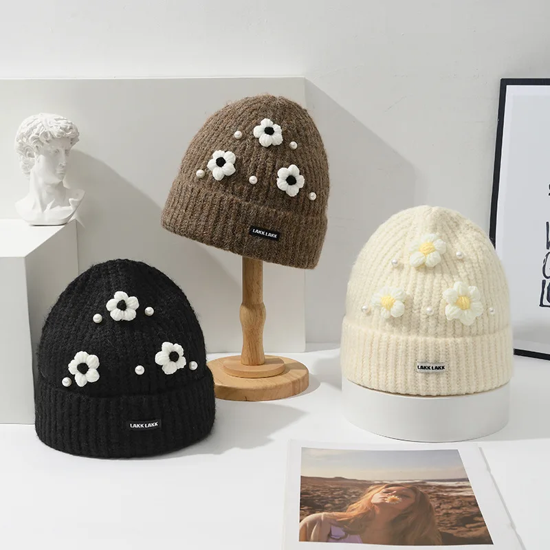 

New Knitted Hat Women 2023 Korean Loose Woolen Cap Autumn and Winter Outdoor Keep Warm Earflaps Slipover Hat