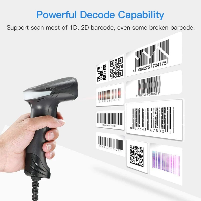 

USB High-Speed portable 2D Barcode Scanner 1D QR PDF417 Wired Handheld Data Matrix Barcode Reader For Store Supermarket Payment