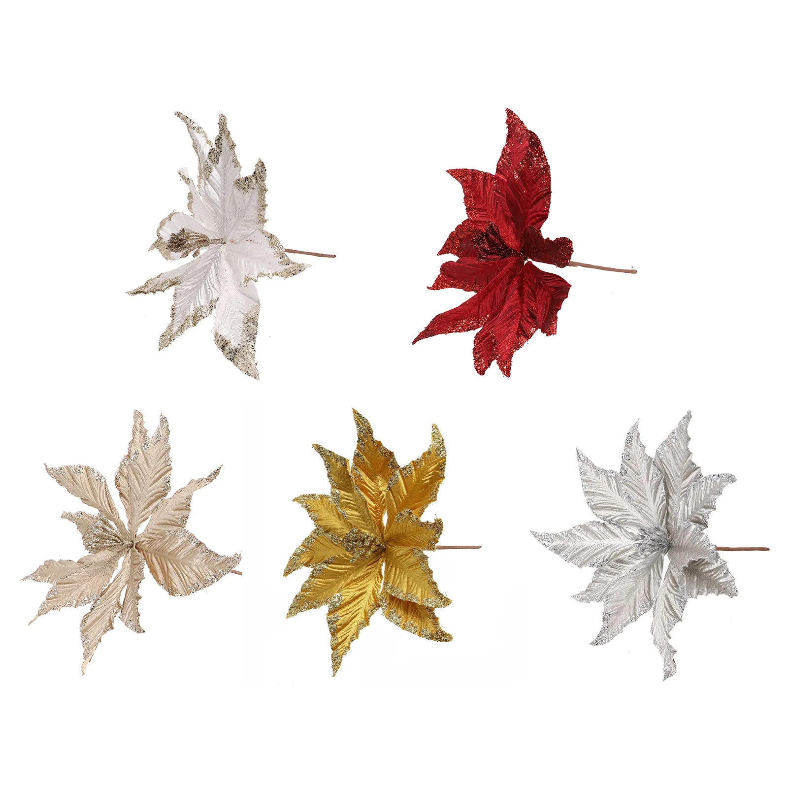 1 шт. 20/25 см блестящие искусственные рождественские цветы пуансеттии мурея