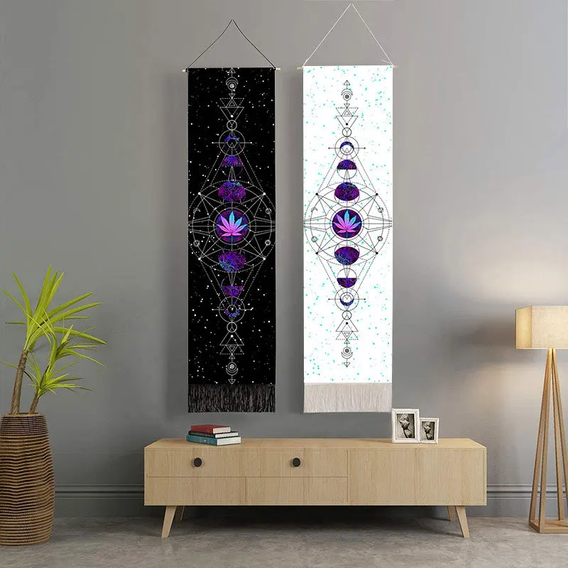 

Psychedelic Seven Chakra Home Decor Wall Hanging With Tassel Boho Hippie Tarot Moon Phase Tapestries Wall Cloth For Living Room