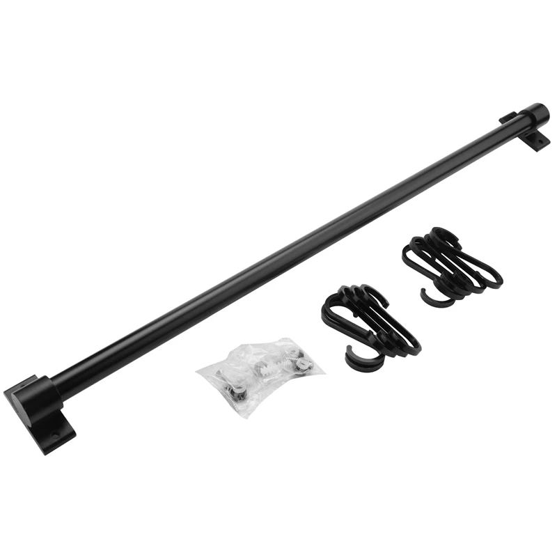 

Black 10 Hooks Wall Hanging Rail Rack Kitchen Utensil Wall Mounted Hanging Shelf Rack Durable Rustless Storage Shelf