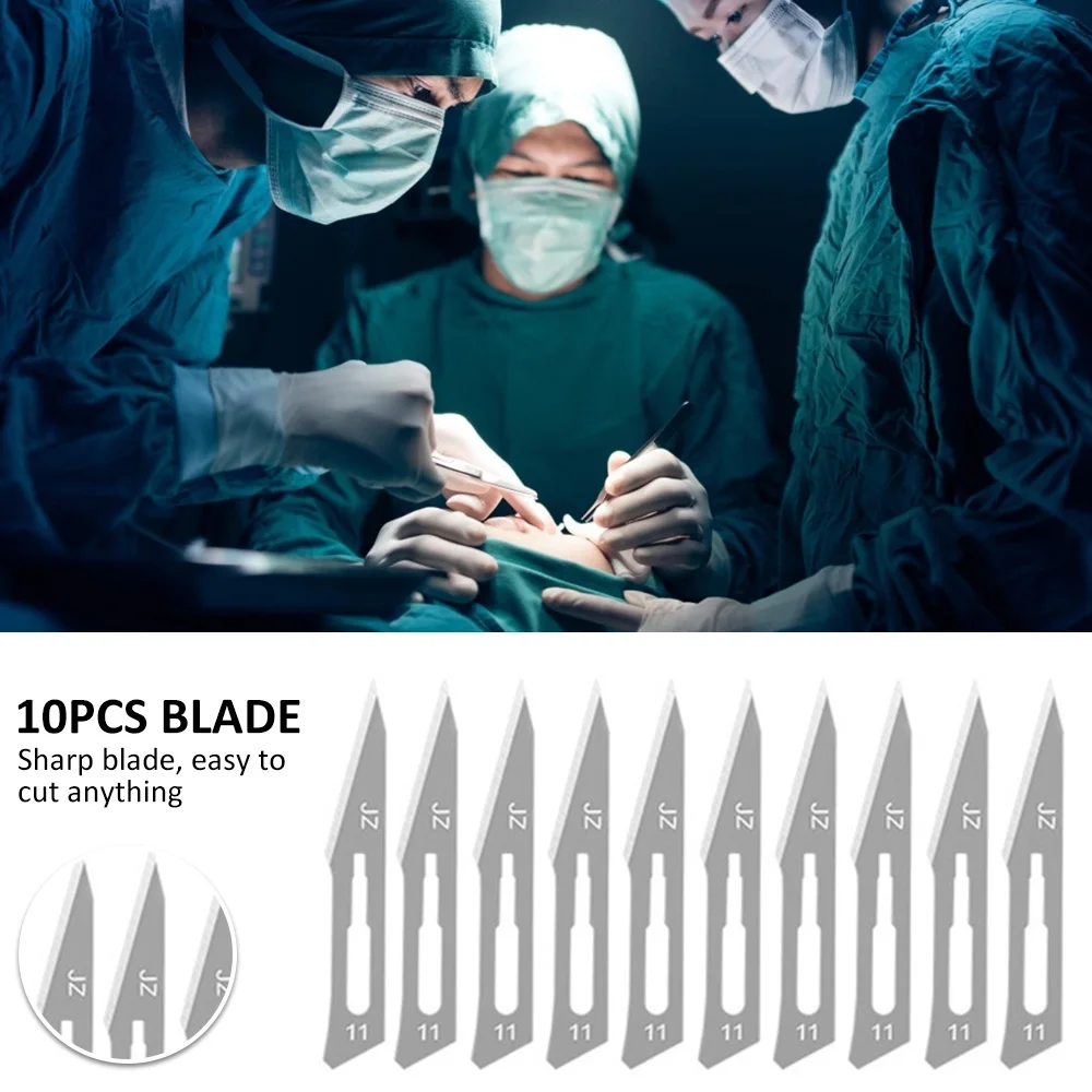 11pcs Scalpel Sterile Blades Carbon Steel Blade DIY Cutting Tool Animal Surgical Hunting for Anatomy Practicing | Инструменты