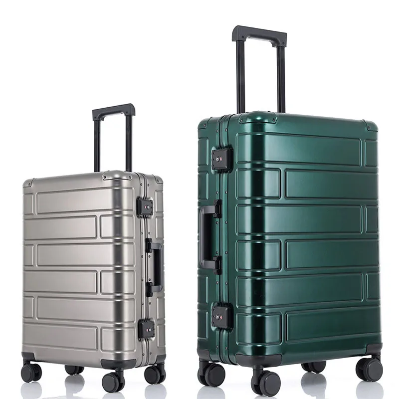 

20"24"28 Inch Travel Full Aluminium Luxury Rigid Suitcase With Wheels TSA Lock Trolley Luggage Bag Boarding Case Free