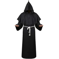 halloween medieval costume monk wizard priest costume masquerade adult performance stage reapers cloak long sleeve hooded robe