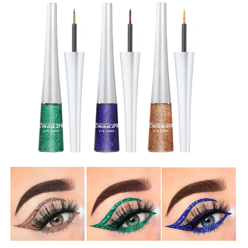 

Профессиональная блестящая подводка для глаз, 16 цветов, косметика для женщин, пигмент серебряного, розового, золотого цвета, жидкая блестящ...