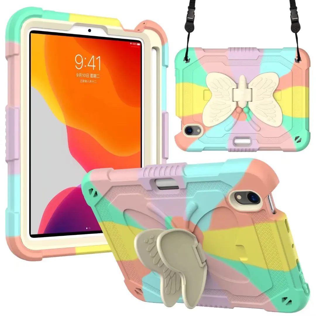 

Butterfly Case for Apple iPad Min6 Light Weight Kid Proof Shockproof case For ipad mimi 6 8.3 inch Cover+pen