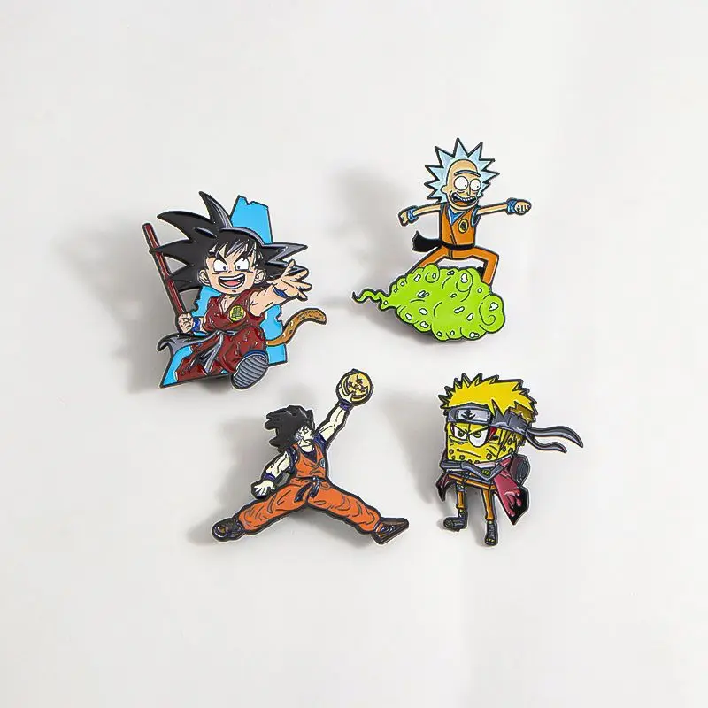 

Dragon Ball Anime Wukong and Rick Cosplay Cartoon Lapel Pins Backpack Jeans Enamel Brooch Fashion Jewelry Kids Gifts