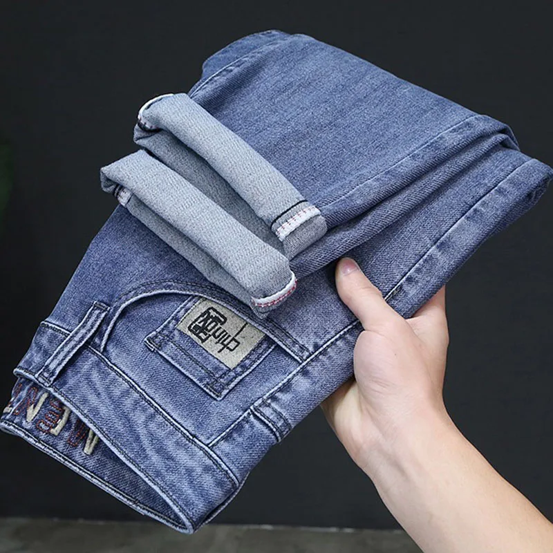 Men's Jeans New Fashion Chinese Stlye Embroidery Stretch Denim Trousers High Quality Streetwear Pants Designer Clothes Men