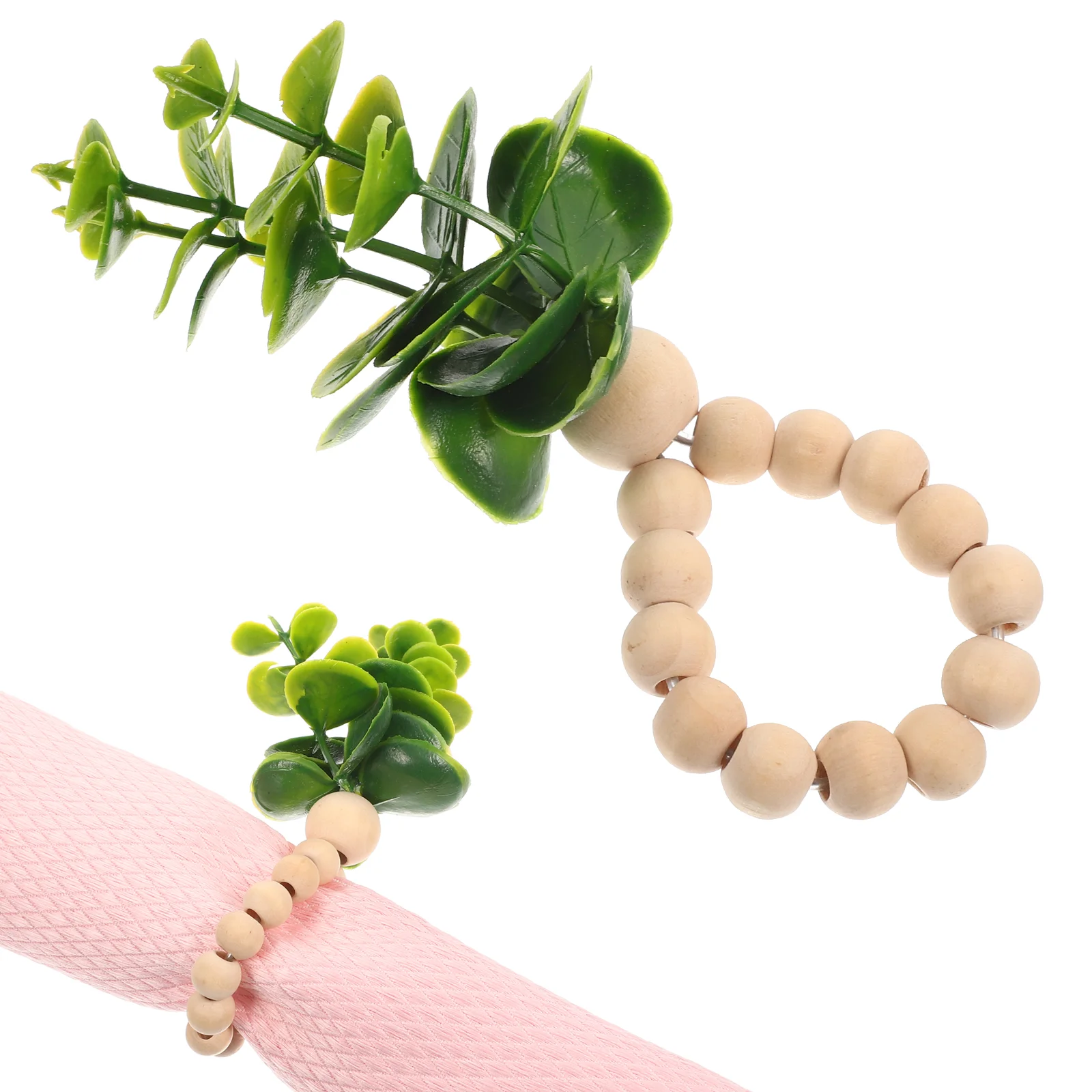 

Napkin Ring Holder Serviette Buckle Rings Rustic Decorative Eucalyptus Wedding Napkins Table Beaded Wooden Greenery Bead Dining