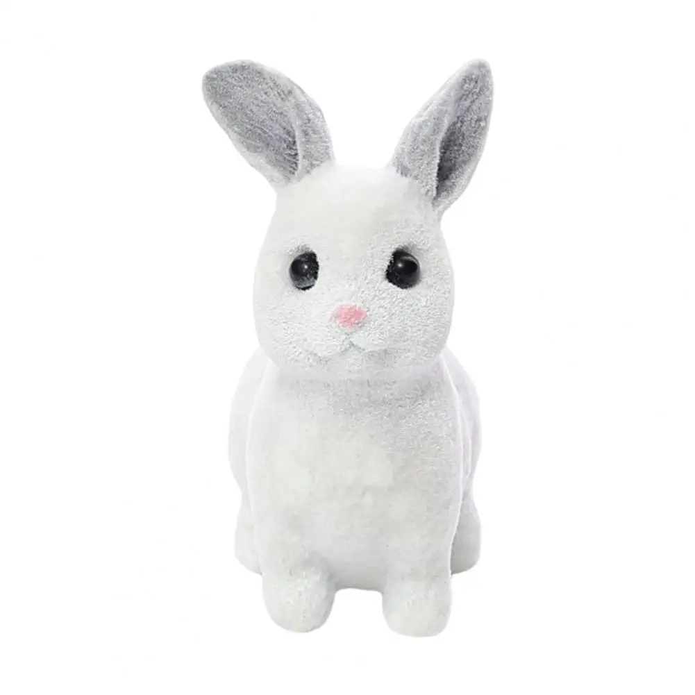 

Rabbit Figurine Adorable Vivid Look Resin Easter Flocking Rabbit Statue Animal Figurines for Window