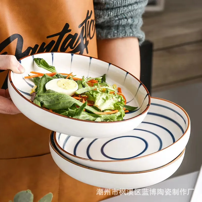 Керамическая тарелка с ручной росписью для фруктового салата в глубокой воде