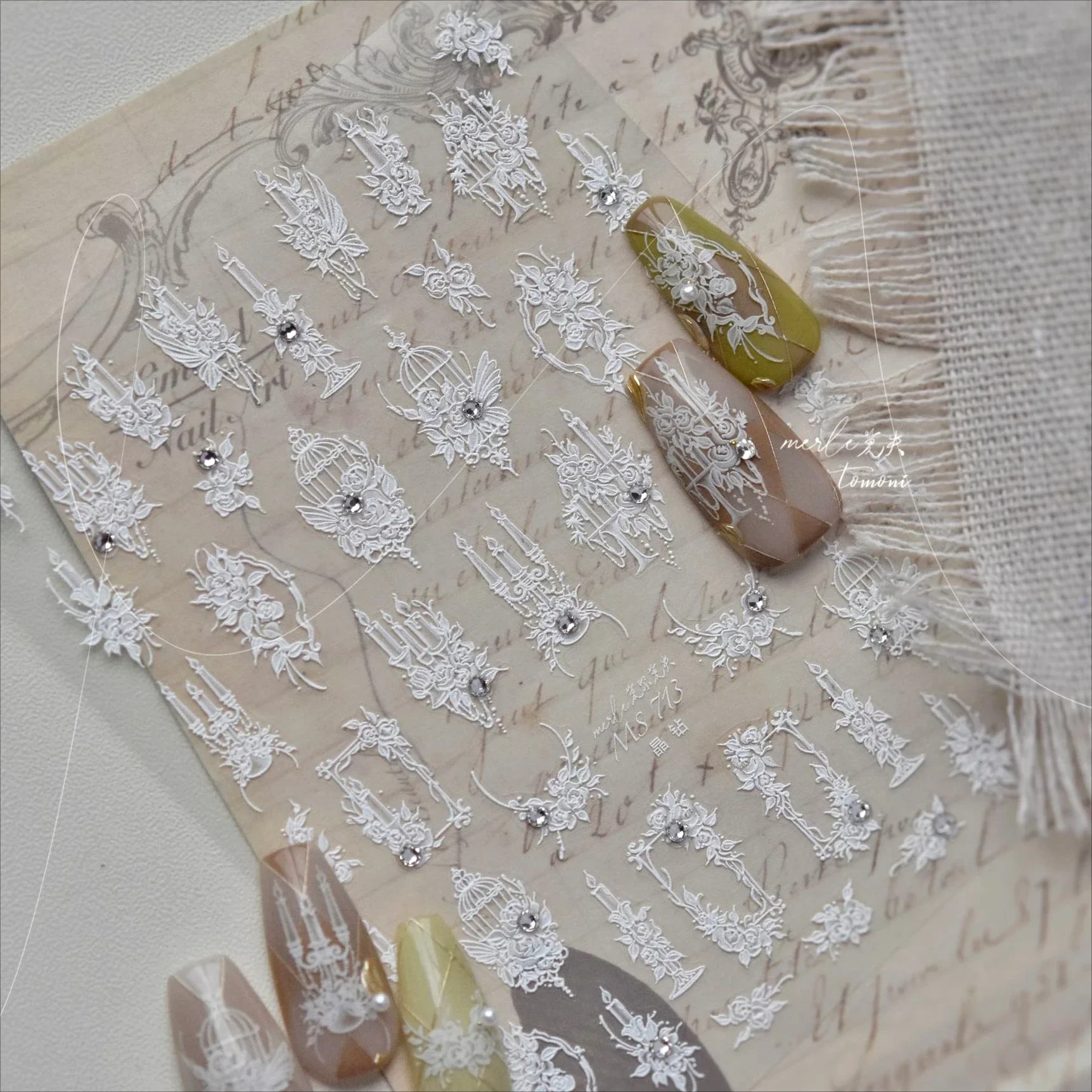 Белая роза бабочка птичья клетка рамка подсвечник с бантом лента клейкие