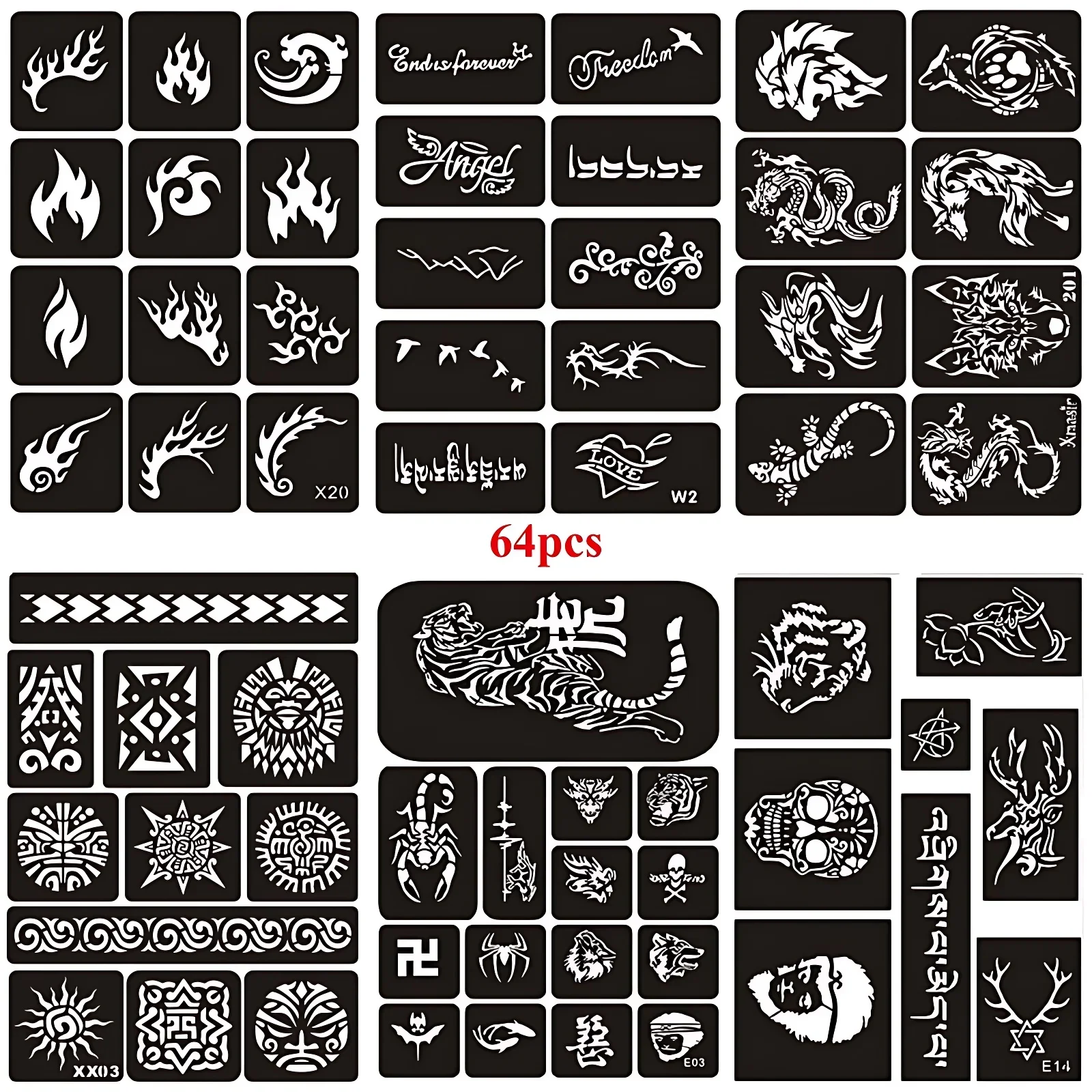 40-277 шт. Блестящий трафарет с татуировкой Индийский тотем арабские слова языком