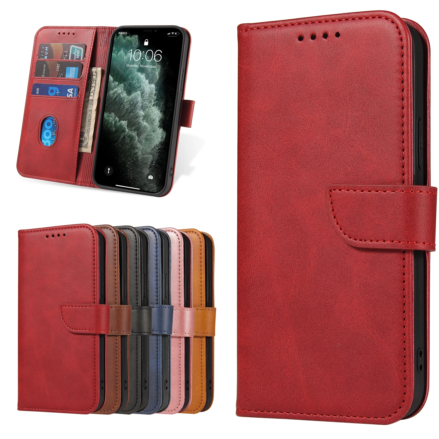 

Wallet Case for iPhone 14 13 11 12 Pro Max X XS XR 6S 7 8 Plus SE2022 Leather Book Phone Flip Cover Retro Magnet Card Stand Capa