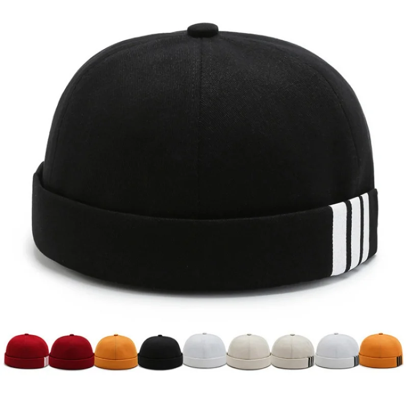 

Melon Skin Female Ins Niche Tide Korean Style Japanese Style Hip Hop Personality Brimless round Sailor Landlord Men's Hat