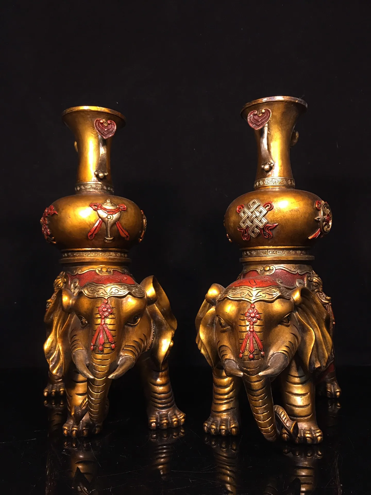 14-дюймовая коллекция тибетского храма старая бронза киноварь окрашенная