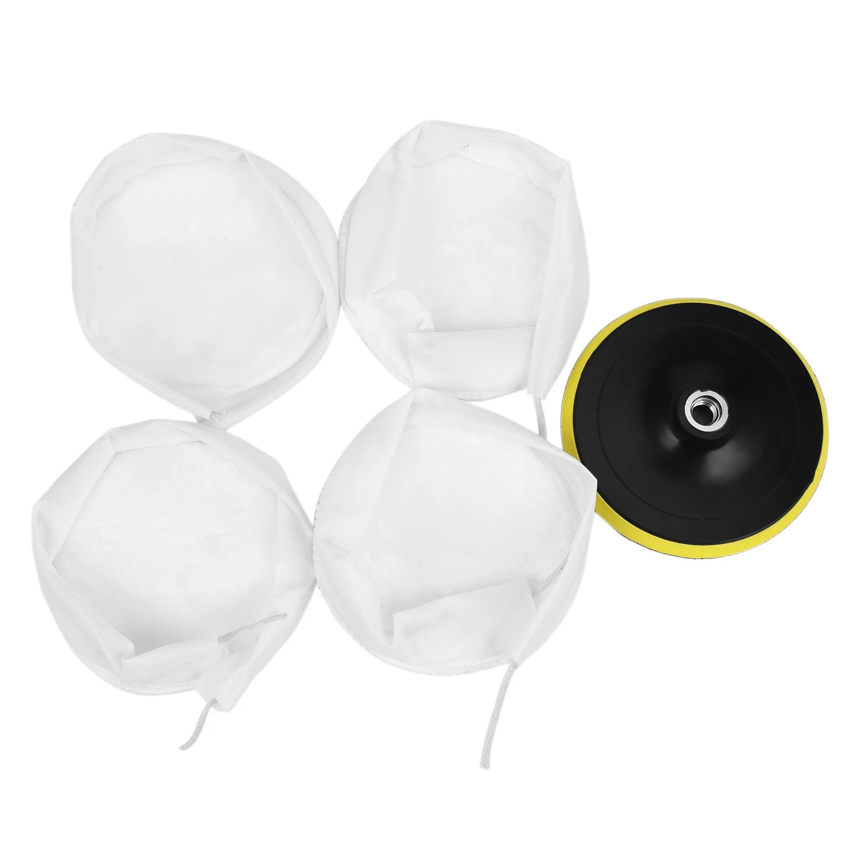 

5Pcs Polisher/Buffer kit Soft Wool Bonnet Pad White:6 inch