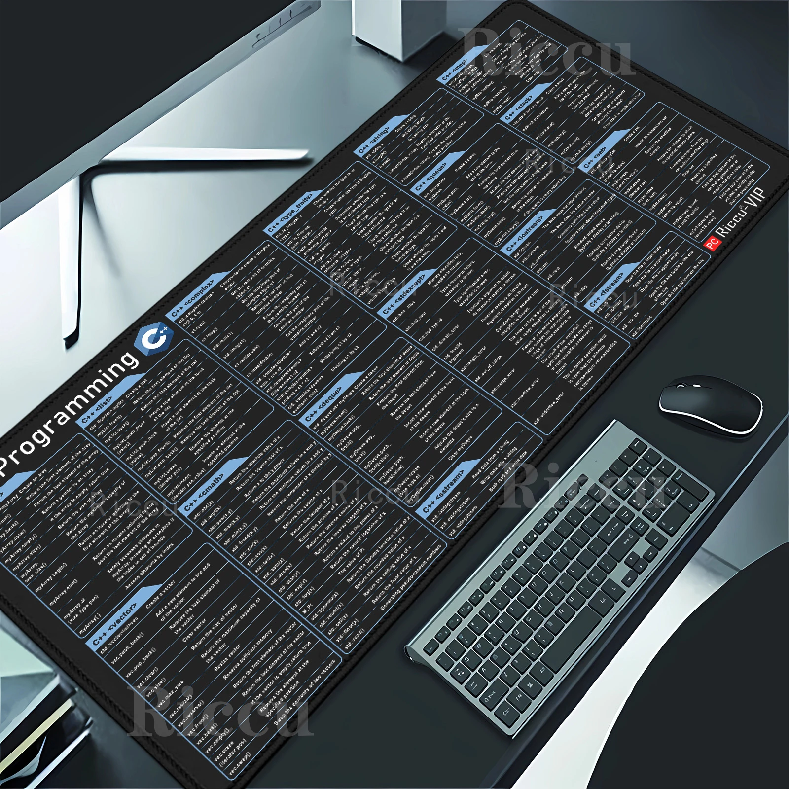 C++ Программирующий коврик для мыши Большие ярлыки Клавиатура Коврик Шпаргалка с