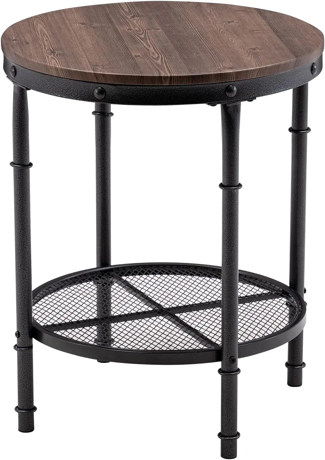 

End Table, 20" Industrial End Table Metal Side Table Small Round Side Table for Couch,Farmhouse End Table Wooden Side Table Sma